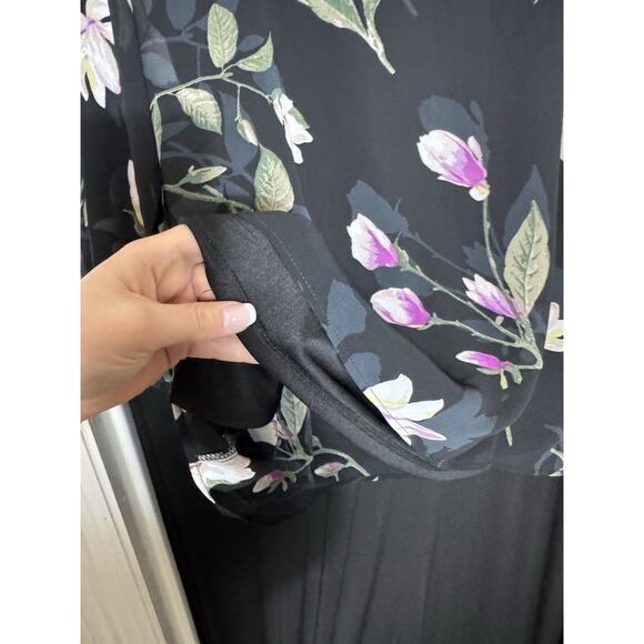 NY Collection NWT 2X Embellished V-Neck rhinestone pull over sheer fairy floral - Picture 8 of 10